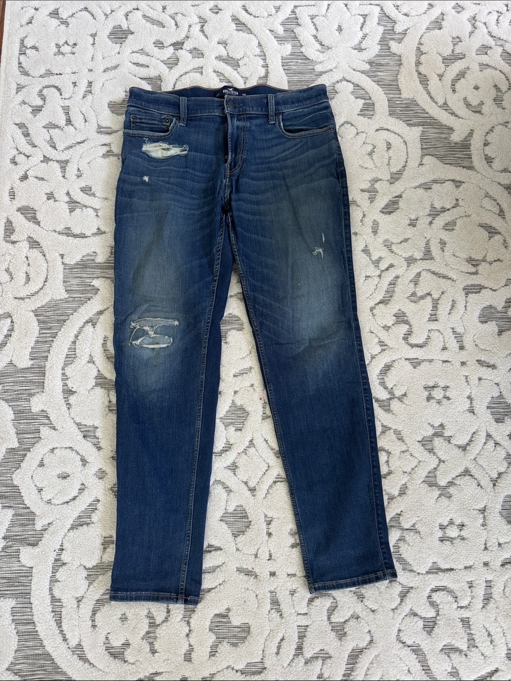Men's Hollister Skinny Distressed Blue Denim Jeans